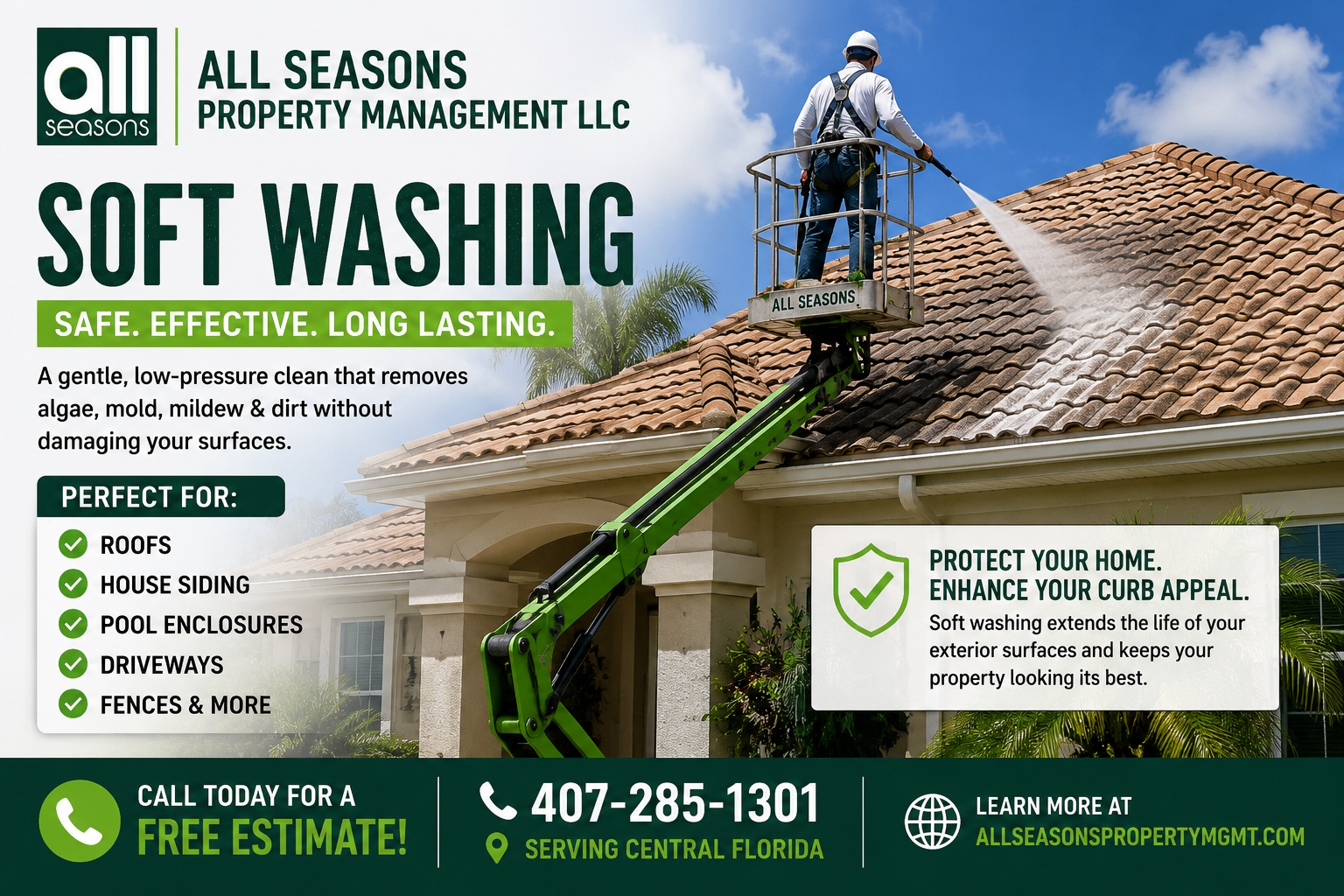 Soft Washing | All Seasons Property Management, LLC. | Central Florida’s licensed and insured tree service | AllSeasonsPropertymgmt.com